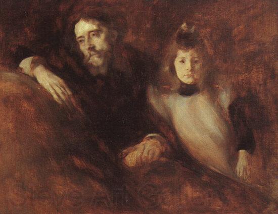 Eugene Carriere Alphonse Daudet and his Daughter Germany oil painting art